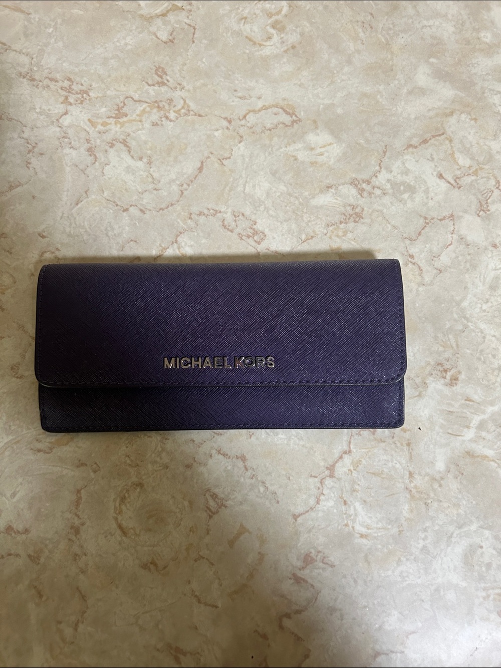 MICHAEL Michael Kors Purple Saffiano Continental Wallet with Gold Logo